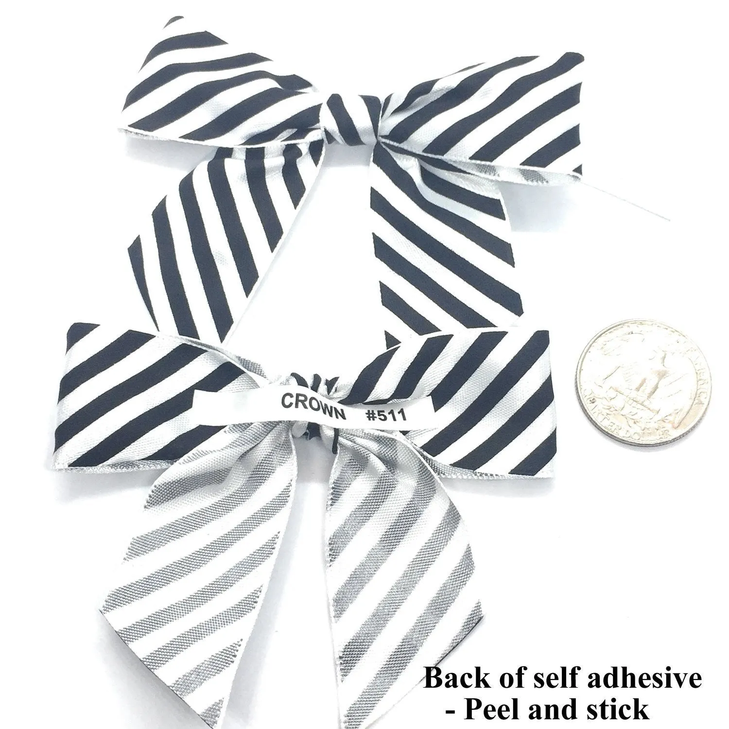 Weststone 50pcs Satin Pink Bows 3 1/2" Span x 2" Tail, Ribbon Width 1", Pre-Tied Bows or Self-Adhesive Bows (TTB35PIN)