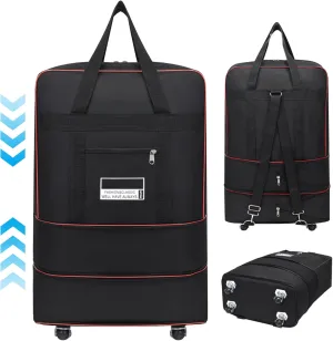 Wheeled Duffle Bag 24x16x8 in Expandable Foldable 360° Rotating Rolling Duffle Bag Carry on Duffle Bag with Wheels and Handle for Camping, Business Trip, Foldable Luggage Bag, Small