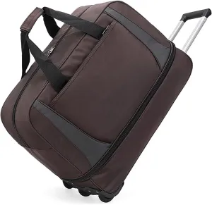 Wheeled Duffle Bag Large Capacity Foldable Travel Luggage with Telescopic Handle, Oxford Fabric Carry-On, Storage for Blankets Weekender Moving Storage(Brown,Medium)
