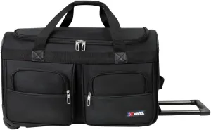 Wheeled Rolling Duffel Bag,All Black Travel Duffle Bag with Handle,22 inches