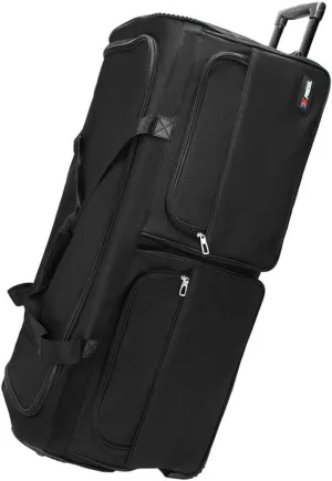 Wheeled Rolling Duffel Bag,All Black Travel Duffle Bag with Handle,40 inches