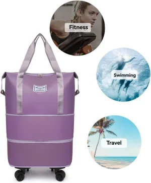 Wheeled Travel Bag - Waterproof and Scratch-resistant Nylon Cabin Luggage 360° Silent Universal Wheels TSA Customs Lock Large Capacity Expansion Layer Design Unisex Travel Bag. (Black)