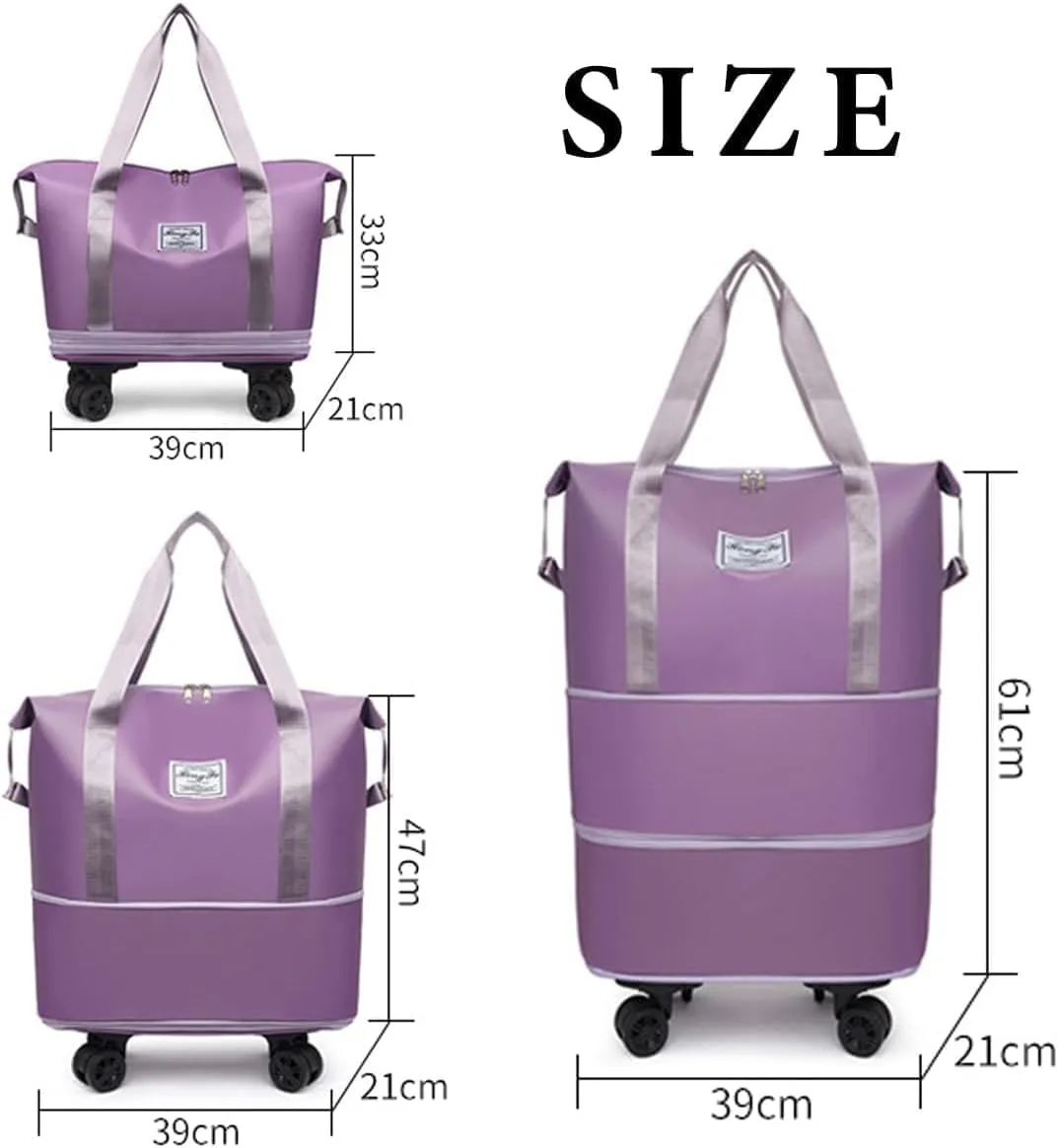Wheeled Travel Bag - Waterproof and Scratch-resistant Nylon Cabin Luggage 360° Silent Universal Wheels TSA Customs Lock Large Capacity Expansion Layer Design Unisex Travel Bag. (Black)