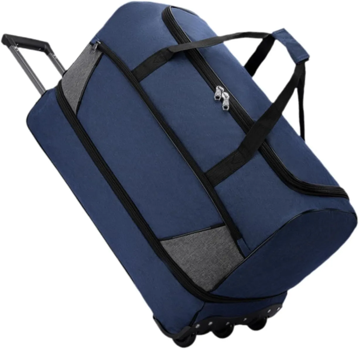 Wheeled Travel Duffel Bag with Compartments for Carrying Clothes, Blue L