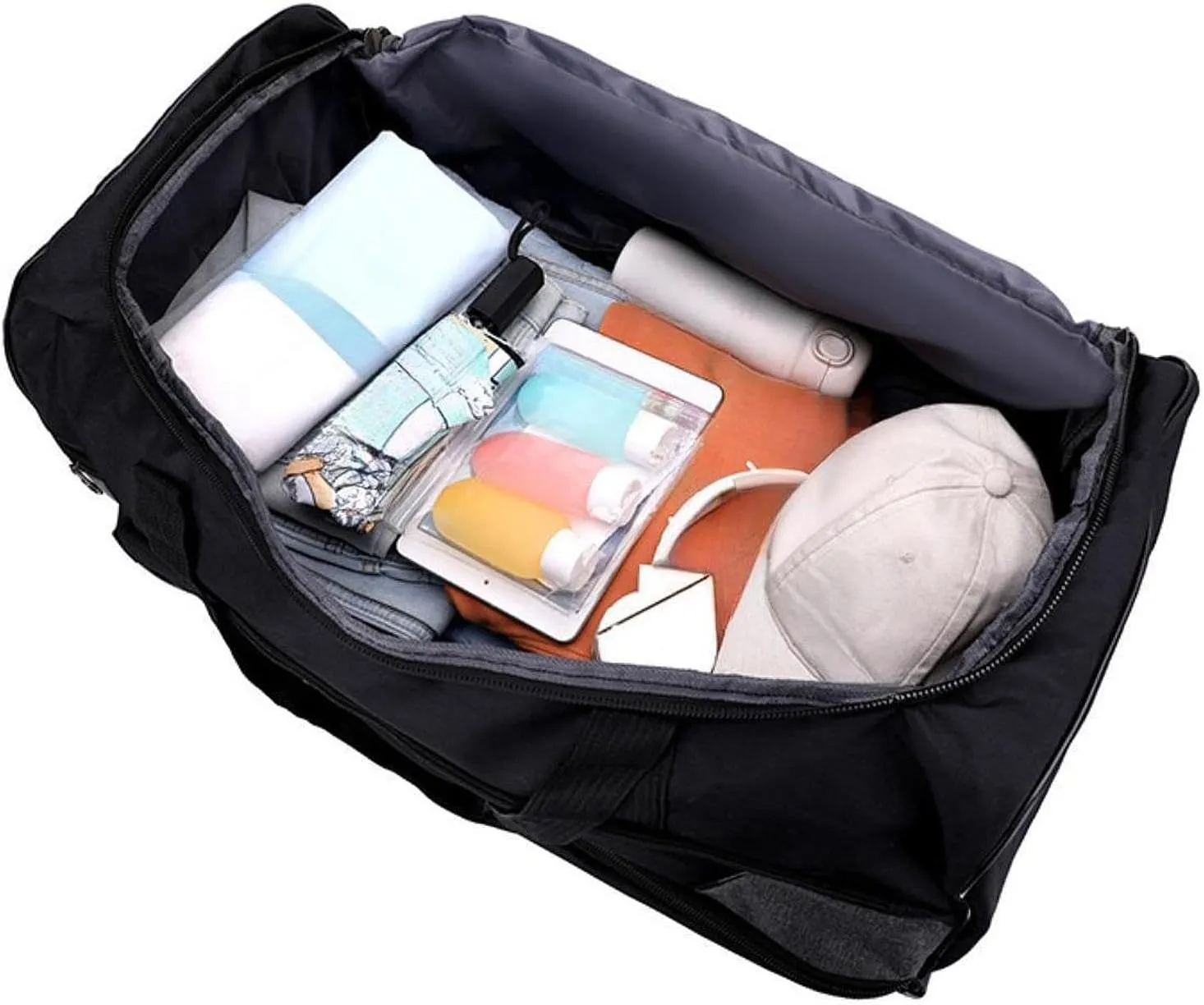 Wheeled Travel Duffel Bag with Compartments for Carrying Clothes, Blue L