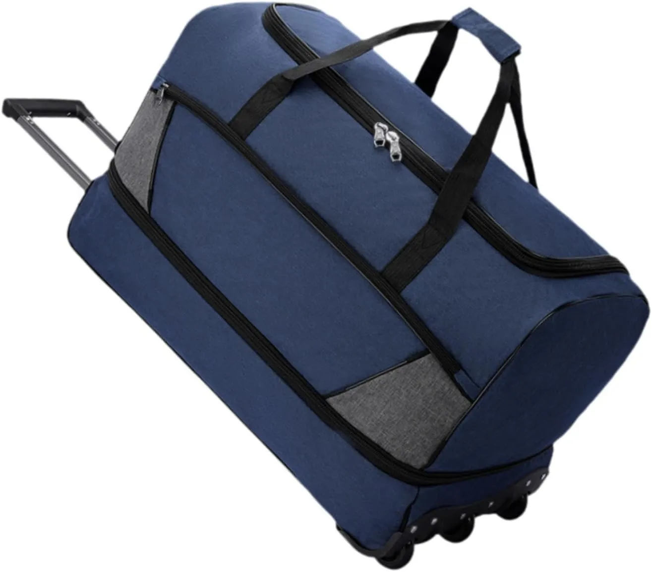 Wheeled Travel Duffel Bag with Compartments for Carrying Clothes, Blue L