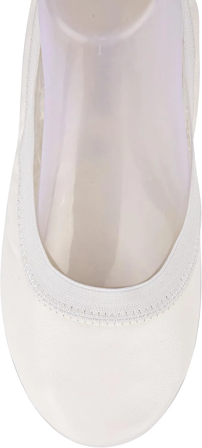 White Fold Up Ballet Flats-White Foldable Flats Portable Travel Shoes-Ballet Flat Shoes for Brides,Weddings and Prom-White Purse Unfolds into Handy Tote Carry Bag