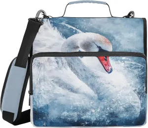 White Swan 3 Ring Zipper Binder with Shoulder Strap File Folder Organizer for Business School Work Document Storage