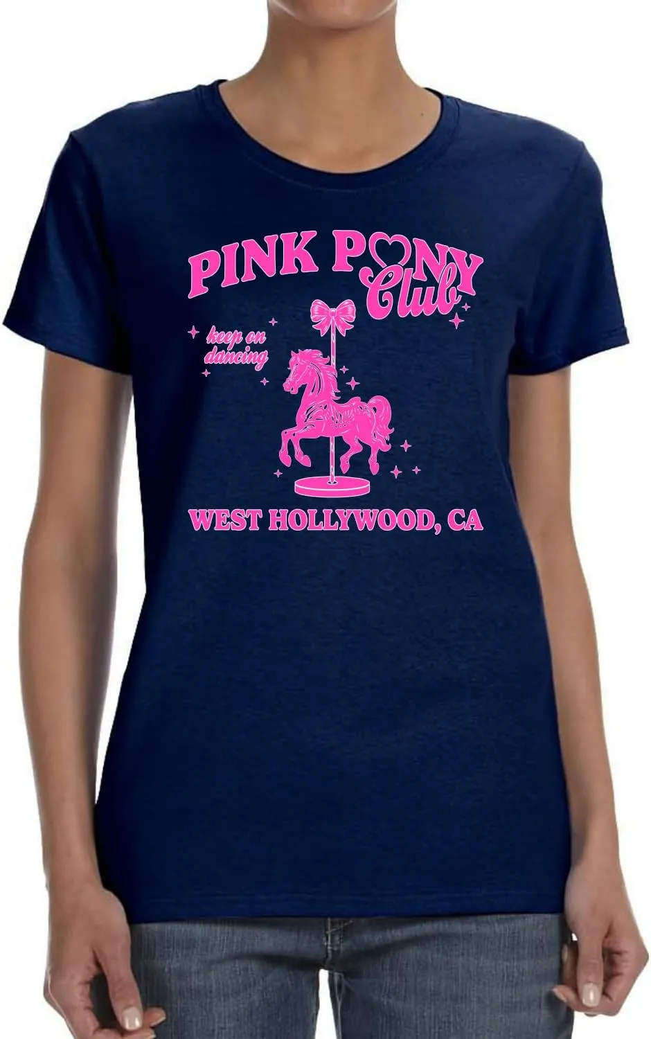 Wild Bobby Pink Pony Club West Hollywood California Logo | Fan Lyrics Music Concert Merch Womens T-Shirt