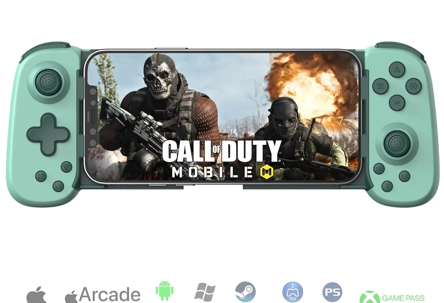 Wireless Controller for iPhone/Android/PC/iPad/Tablet/APPL Arcade MFi Games/Switch/PS4, Support Streaming on PS5/Xbox/PC Console, Cloud Gaming Gamepad Joystick - Turbo/6-Axis Gyro/Dual Motors - Green