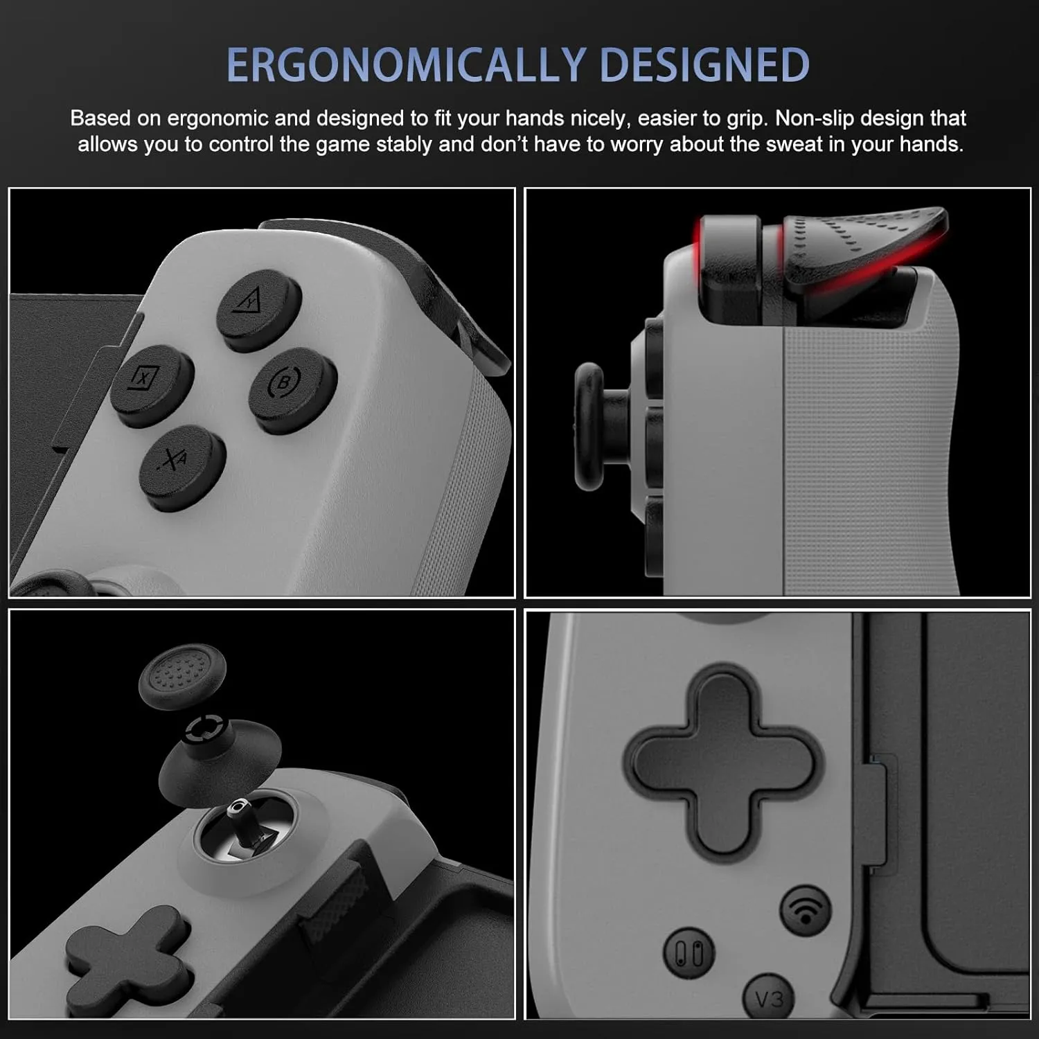 Wireless Controller for iPhone/Android/PC/iPad/Tablet/APPL Arcade MFi Games/Switch/PS4, Support Streaming on PS5/Xbox/PC Console, Cloud Gaming Gamepad Joystick - Turbo/6-Axis Gyro/Dual Motors -Grey