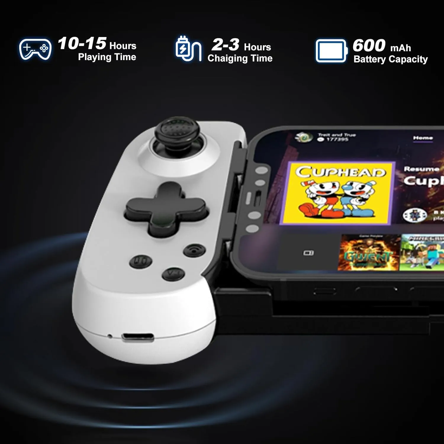 Wireless Controller for iPhone/Android/PC/iPad/Tablet/Appl Arcade MFi Games/Switch/PS4, Support Streaming on PS5/Xbox/PC Console, Cloud Gaming Gamepad Joystick - Turbo/6-Axis Gyro/Dual Motors - White