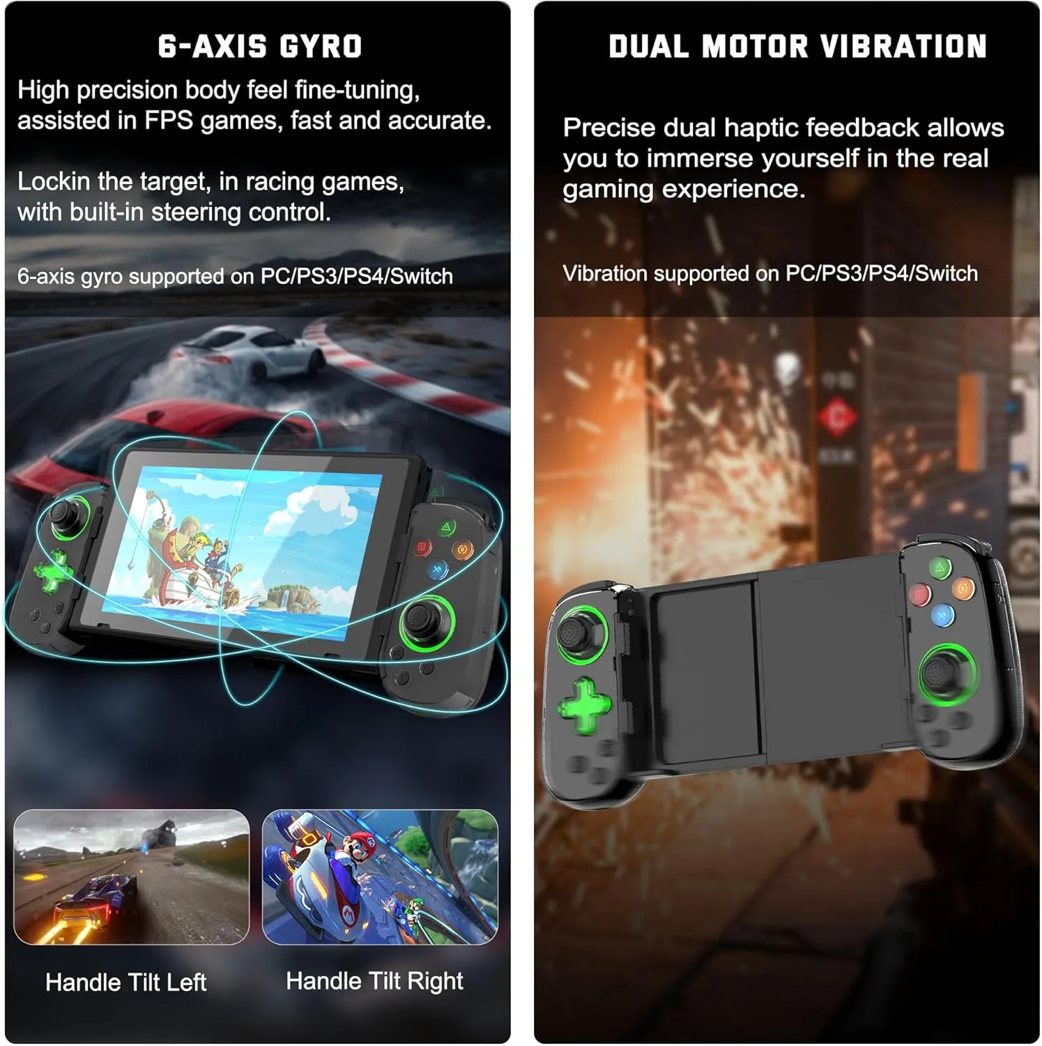 Wireless Phone Controller for iPhone/Android, Mobile Game Controller with Hall Joystick Suitable for Xbox Cloud Gaming, PS Remote Play, Steam Link, Call of Duty & More - Black with Rocker Light