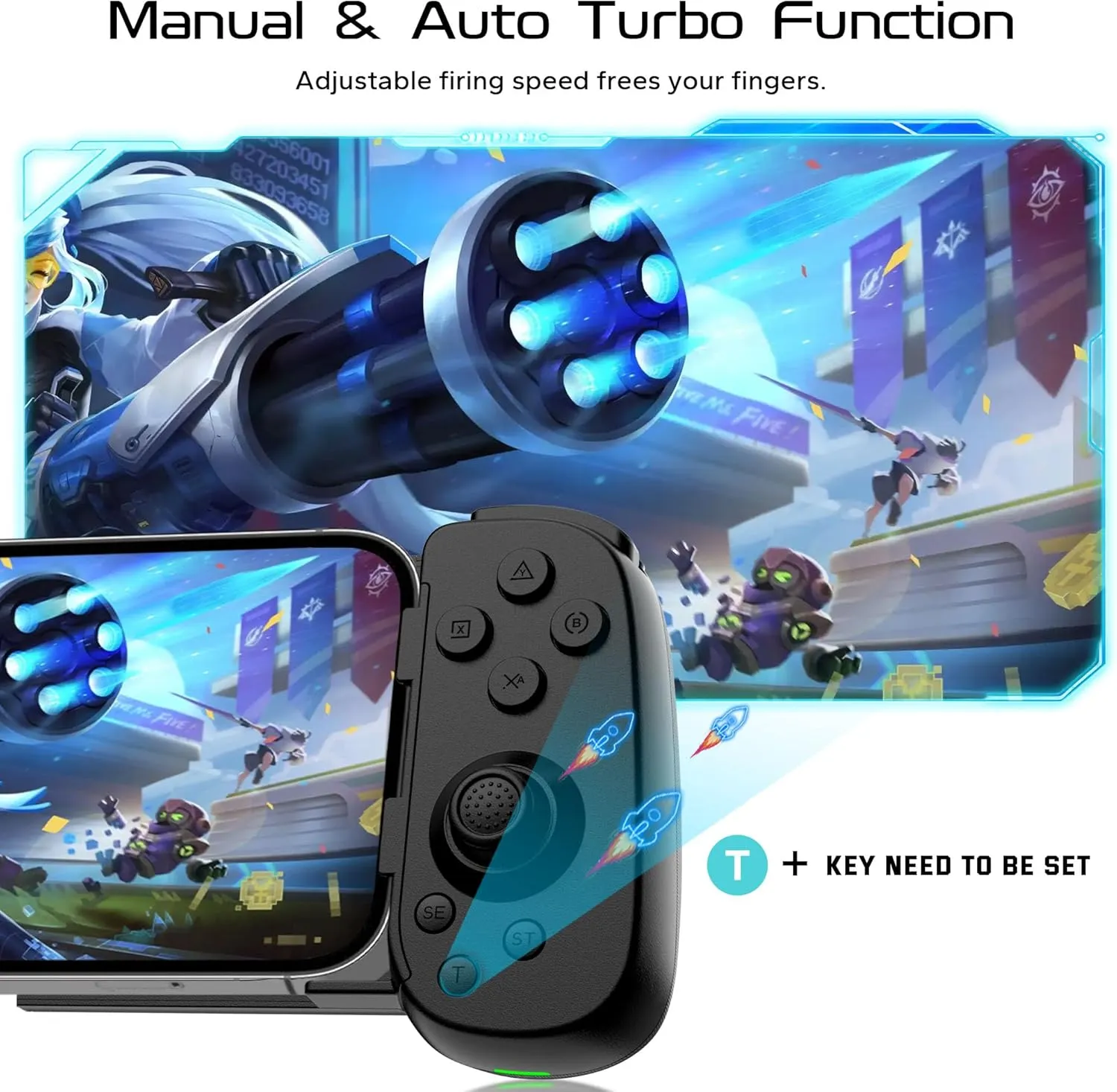 Wireless Phone Controller for iPhone/Android, Mobile Game Controller with Hall Joystick Suitable for Xbox Cloud Gaming, PS Remote Play, Steam Link, Call of Duty & More - Black