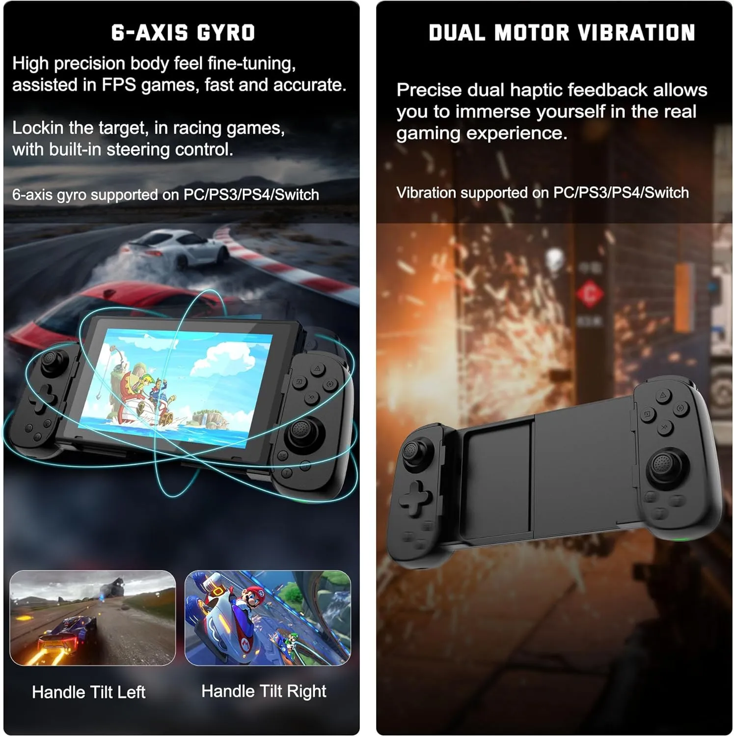 Wireless Phone Controller for iPhone/Android, Mobile Game Controller with Hall Joystick Suitable for Xbox Cloud Gaming, PS Remote Play, Steam Link, Call of Duty & More - Black