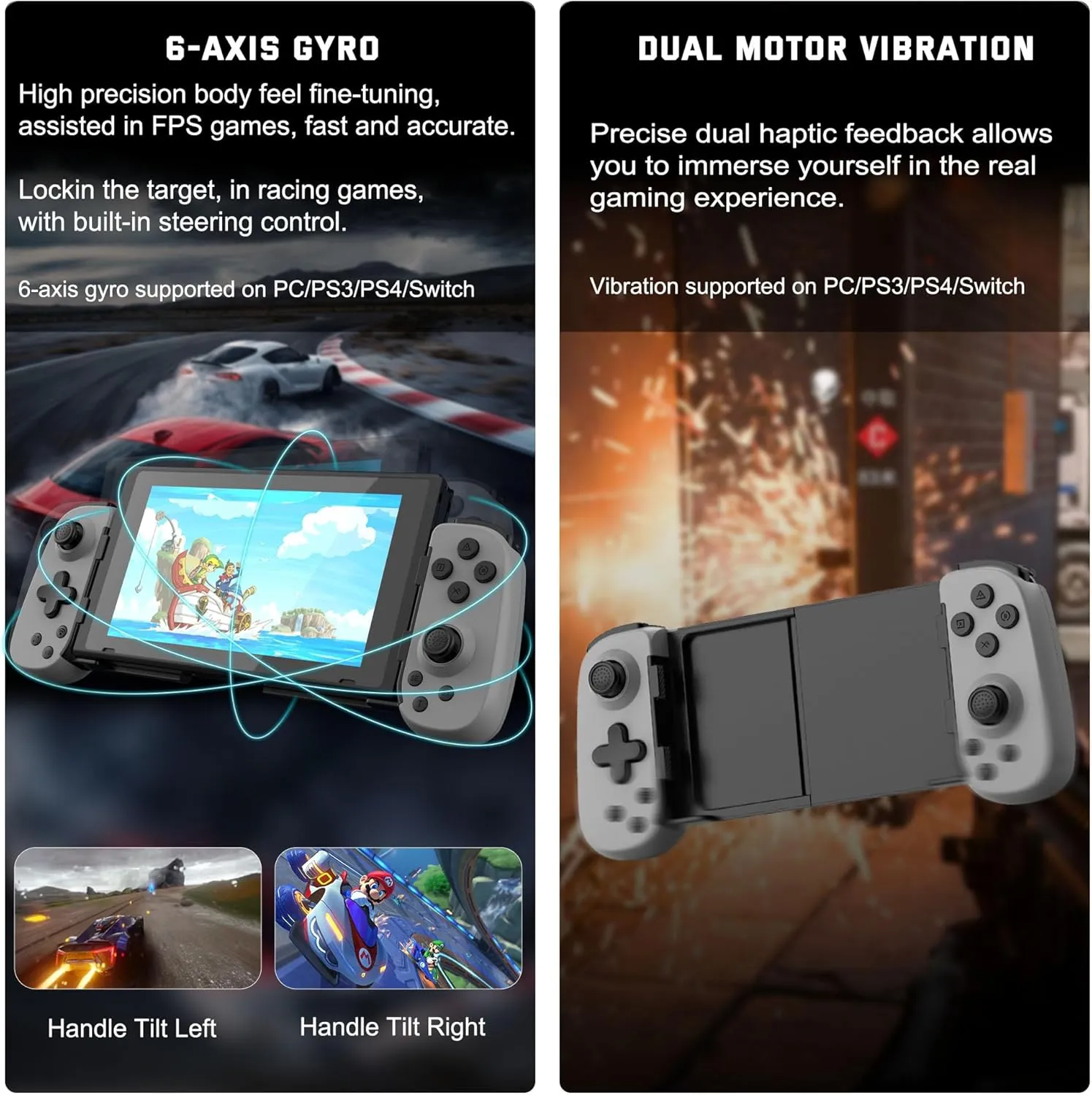 Wireless Phone Controller for iPhone/Android, Mobile Game Controller with Hall Joystick Suitable for Xbox Cloud Gaming, PS Remote Play, Steam Link, Call of Duty & More - Gray