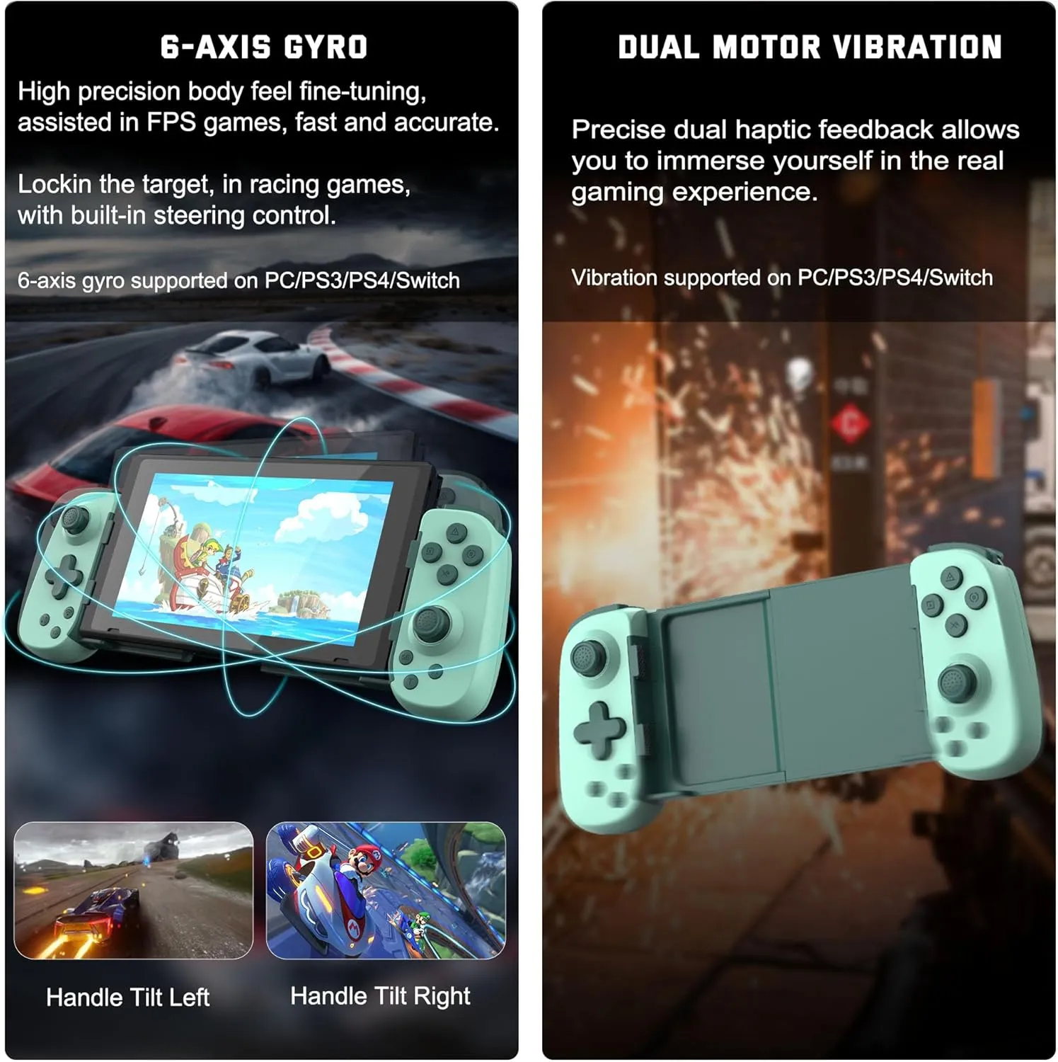 Wireless Phone Controller for iPhone/Android, Mobile Game Controller with Hall Joystick Suitable for Xbox Cloud Gaming, PS Remote Play, Steam Link, Call of Duty & More - Green
