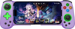 Wireless Phone Controller for iPhone/Android, Mobile Game Controller with Hall Joystick Suitable for Xbox Cloud Gaming, PS Remote Play, Steam Link, Call of Duty & More - Purple with Rocker Light