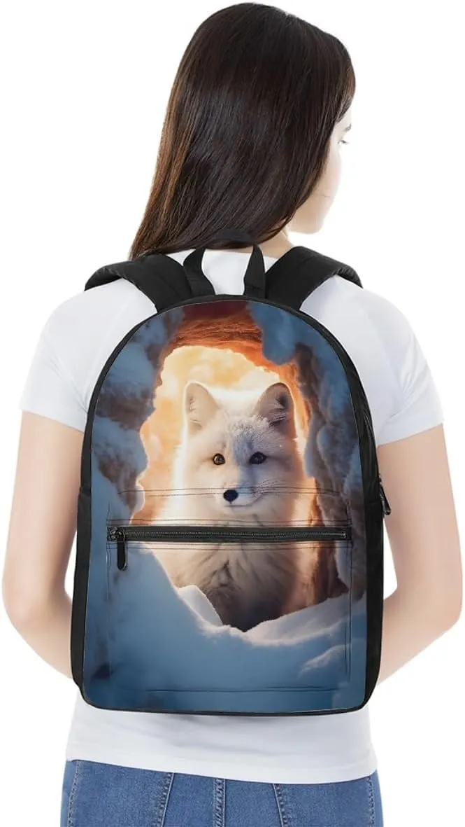 Wolf Fox Cool Animal Printed School Backpack for Boy Men Casual Lightweight Travel School Bags Daypack Knapsack,Cute Fox