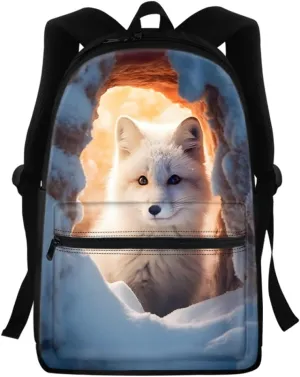 Wolf Fox Cool Animal Printed School Backpack for Boy Men Casual Lightweight Travel School Bags Daypack Knapsack,Cute Fox