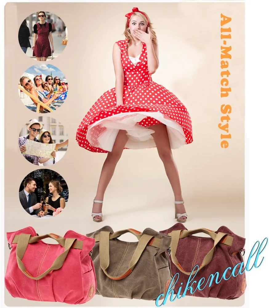 Women Ladies Bags Vintage Hobo Canvas Daily Purse Shoulder Tote Shopper Handbag