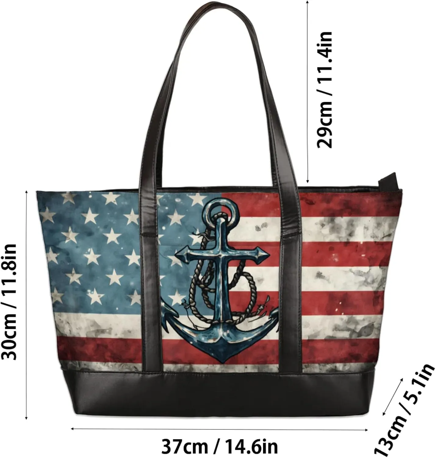 Women Tote Bag with Zipper, Shopper Handbag Travel Purse, PU Leather Laptop Tote Bags, Weekender Tote Bags