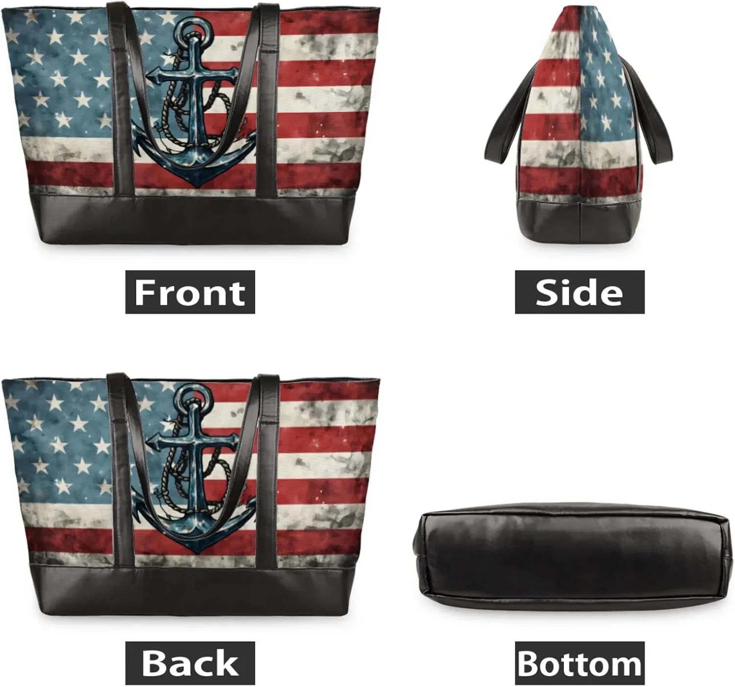 Women Tote Bag with Zipper, Shopper Handbag Travel Purse, PU Leather Laptop Tote Bags, Weekender Tote Bags