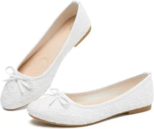 Womens Black Ballet Flats Shoes,Point Toe Shoes Comfortable Dressy,Slip On Casual Flats with Bow for Women