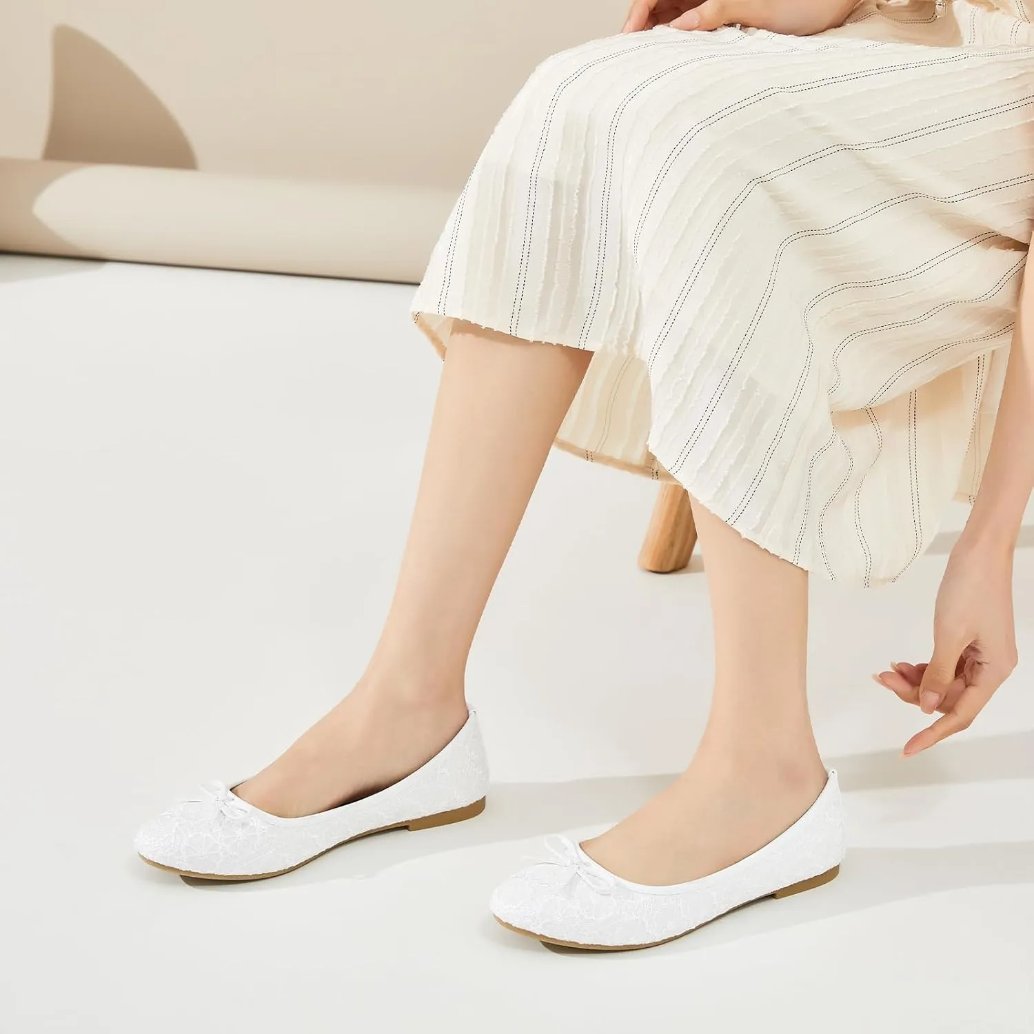 Womens Black Ballet Flats Shoes,Point Toe Shoes Comfortable Dressy,Slip On Casual Flats with Bow for Women