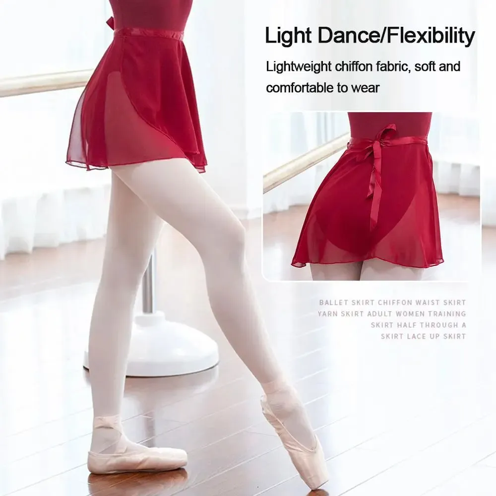 Women's Chiffon Ballet Skirt Lace-Up Dance Mini Tutu for Adults