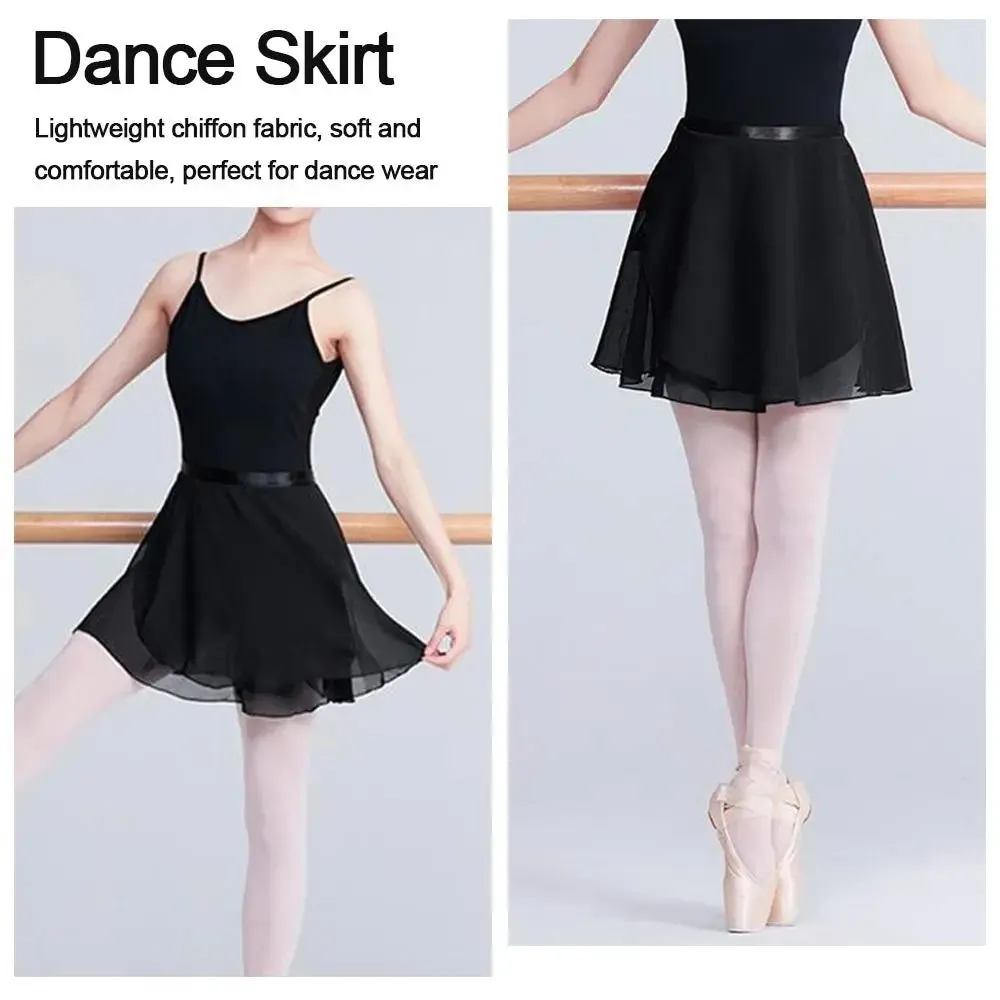 Women's Chiffon Ballet Skirt Lace-Up Dance Mini Tutu for Adults