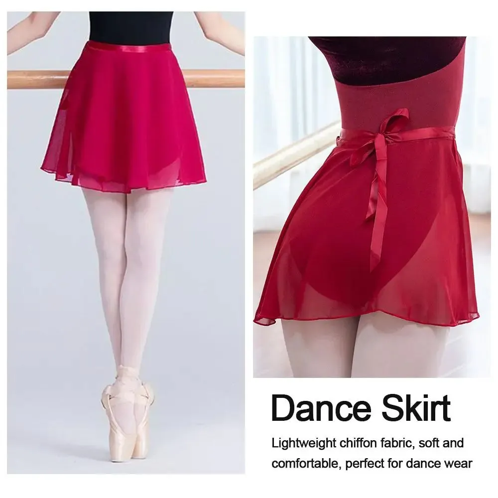 Women's Chiffon Ballet Skirt Lace-Up Dance Mini Tutu for Adults