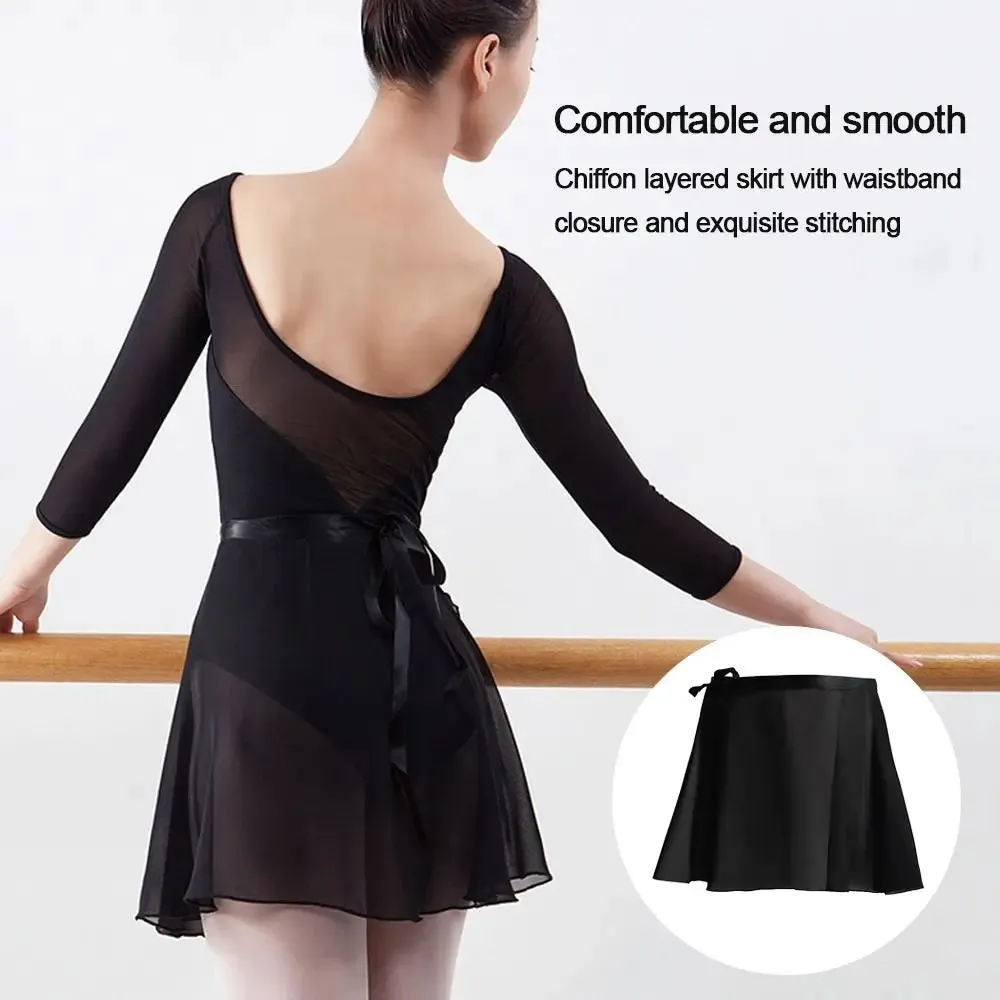 Women's Chiffon Ballet Skirt Lace-Up Dance Mini Tutu for Adults