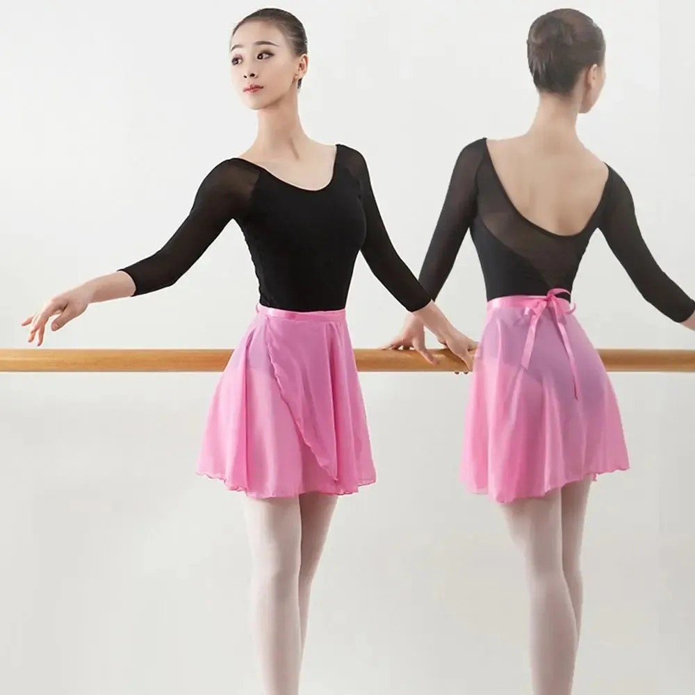 Women's Chiffon Ballet Skirt Lace-Up Dance Mini Tutu for Adults