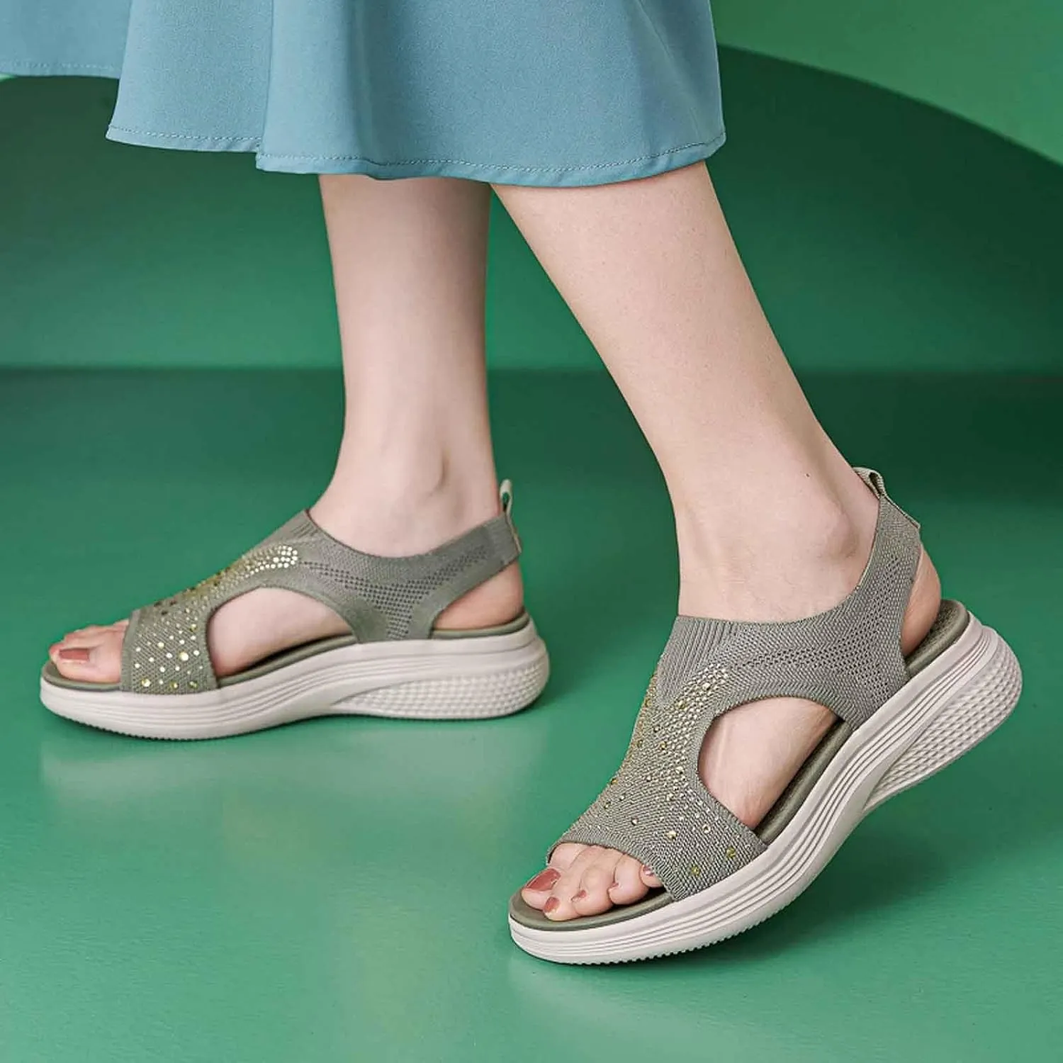 Women's Comfortable Open Toe Sandals For Casual Wear Travel Beach Wedding Slip On Flat Shoes Lightweight