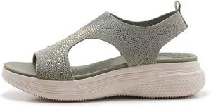 Women's Comfortable Open Toe Sandals For Casual Wear Travel Beach Wedding Slip On Flat Shoes Lightweight