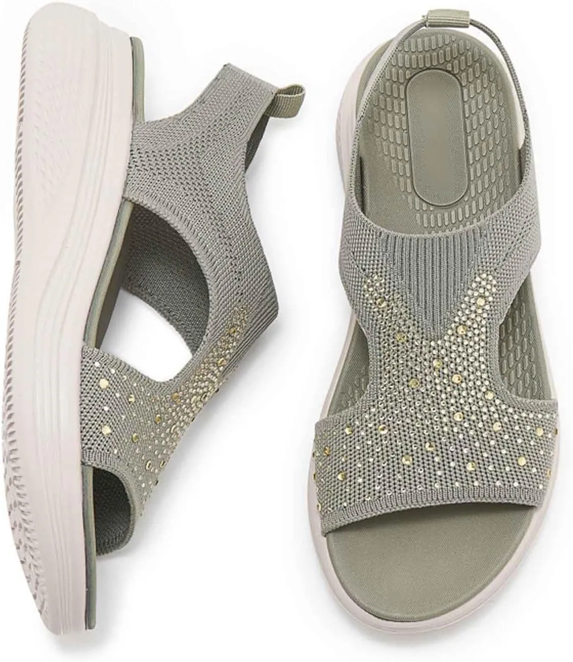 Women's Comfortable Open Toe Sandals For Casual Wear Travel Beach Wedding Slip On Flat Shoes Lightweight