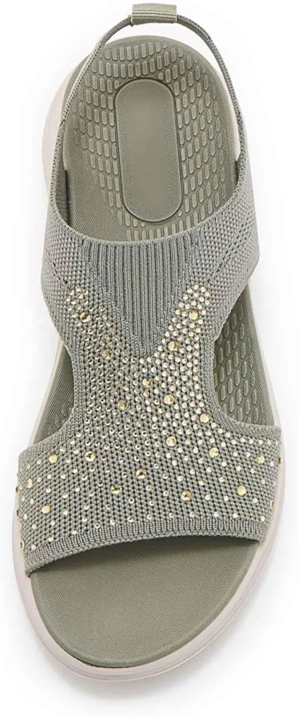 Women's Comfortable Open Toe Sandals For Casual Wear Travel Beach Wedding Slip On Flat Shoes Lightweight