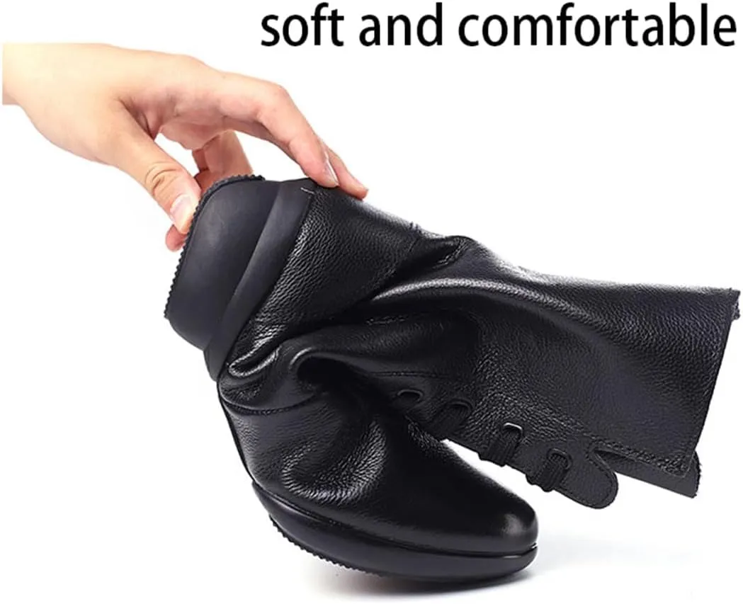 Womens Dancing Boots Lightweight Comfy Platform Dance Shoes Lace-Up Fashion Split Sole Dance Sneakers
