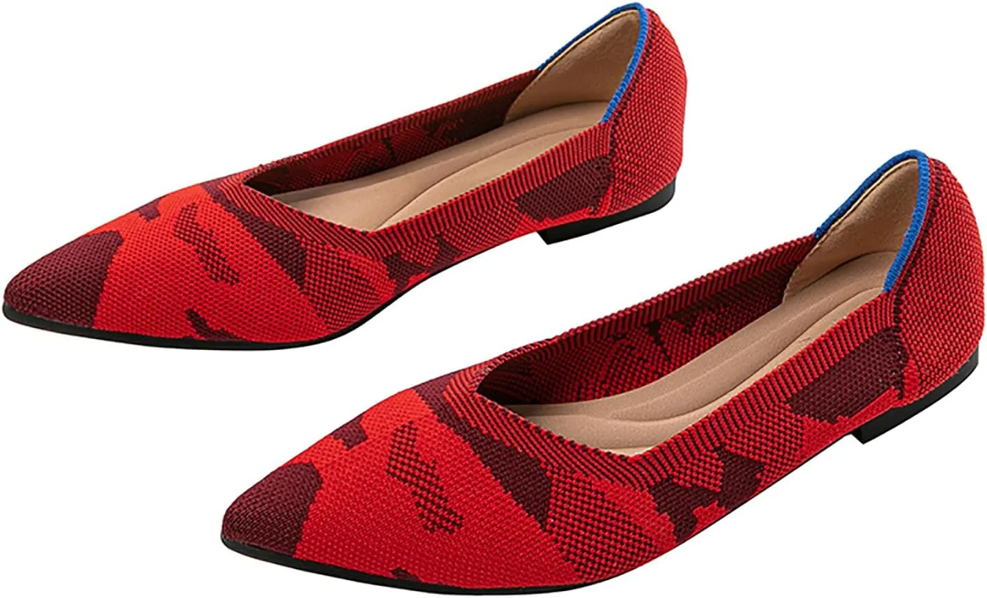 Women's Flats Shoes Pointed Toe Knit Ballet Comfortable Dressy Slip On Flat Classic Ballet Office Work Shoes