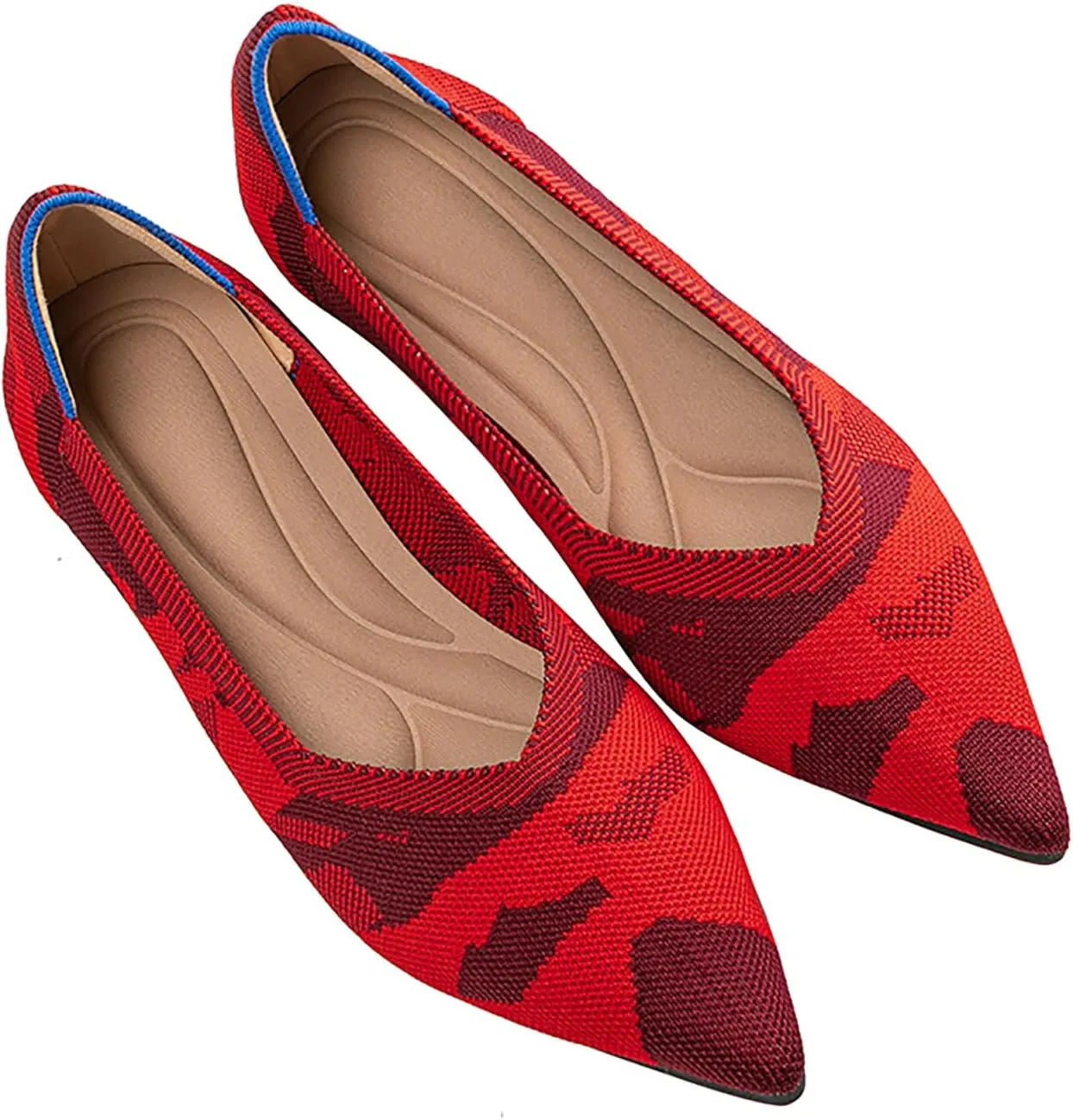 Women's Flats Shoes Pointed Toe Knit Ballet Comfortable Dressy Slip On Flat Classic Ballet Office Work Shoes