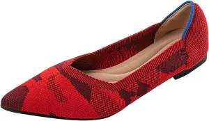 Women's Flats Shoes Pointed Toe Knit Ballet Comfortable Dressy Slip On Flat Classic Ballet Office Work Shoes