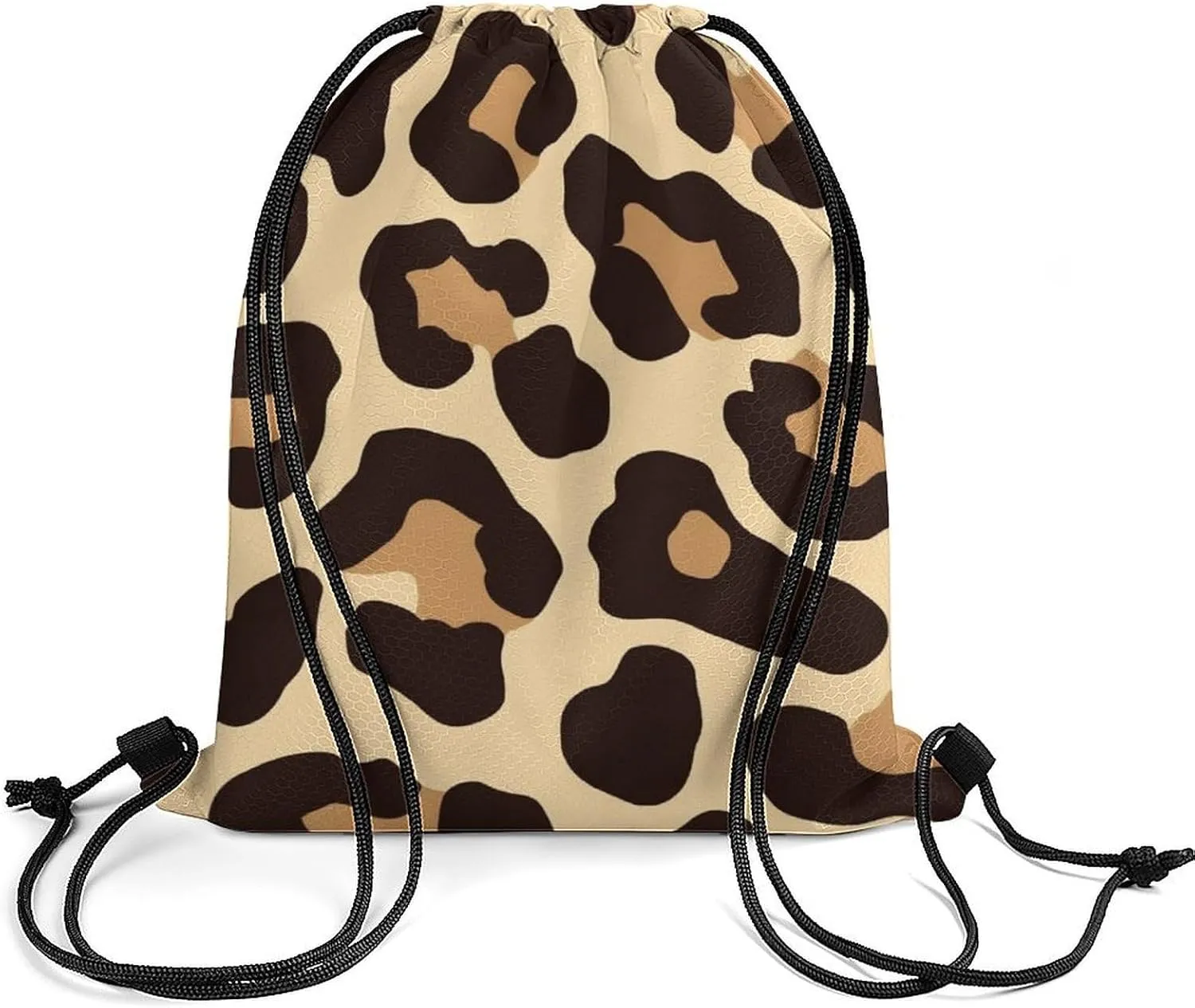 Women's Handbag Drawstring Bag, Novelty Waterproof Lightweight Backpack, Cool Cheetah Leopard Print Large Capacity Shopping Storage Pouch Sports Bags for Yoga