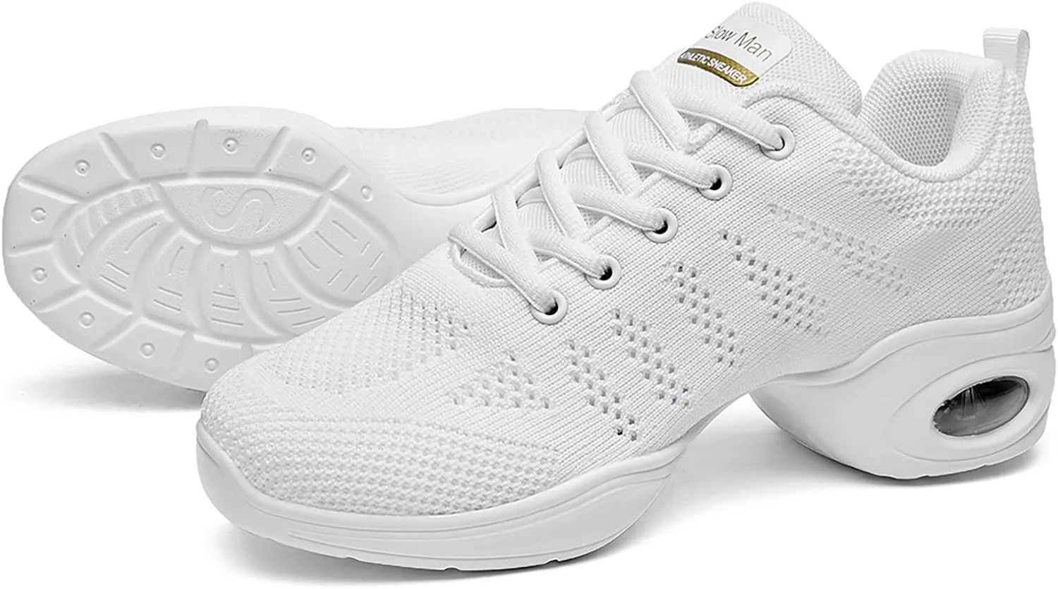 Women's Jazz Shoes Lace-up Sneakers - Breathable Air Cushion Lady Split Sole Athletic Walking Dance Shoes Platform