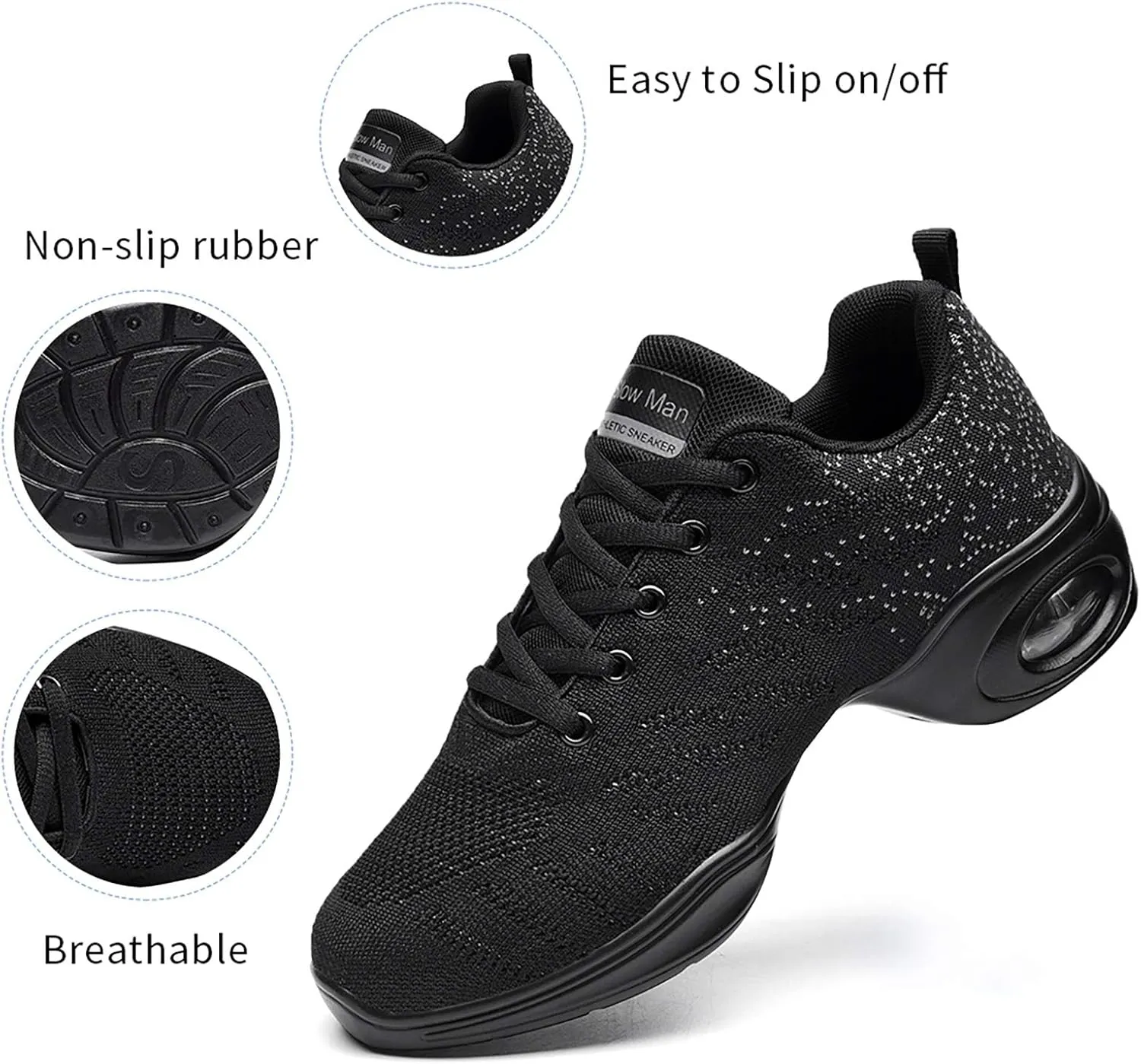 Women's Jazz Shoes Lace-up Sneakers - Breathable Air Cushion Lady Split Sole Athletic Walking Dance Shoes Platform