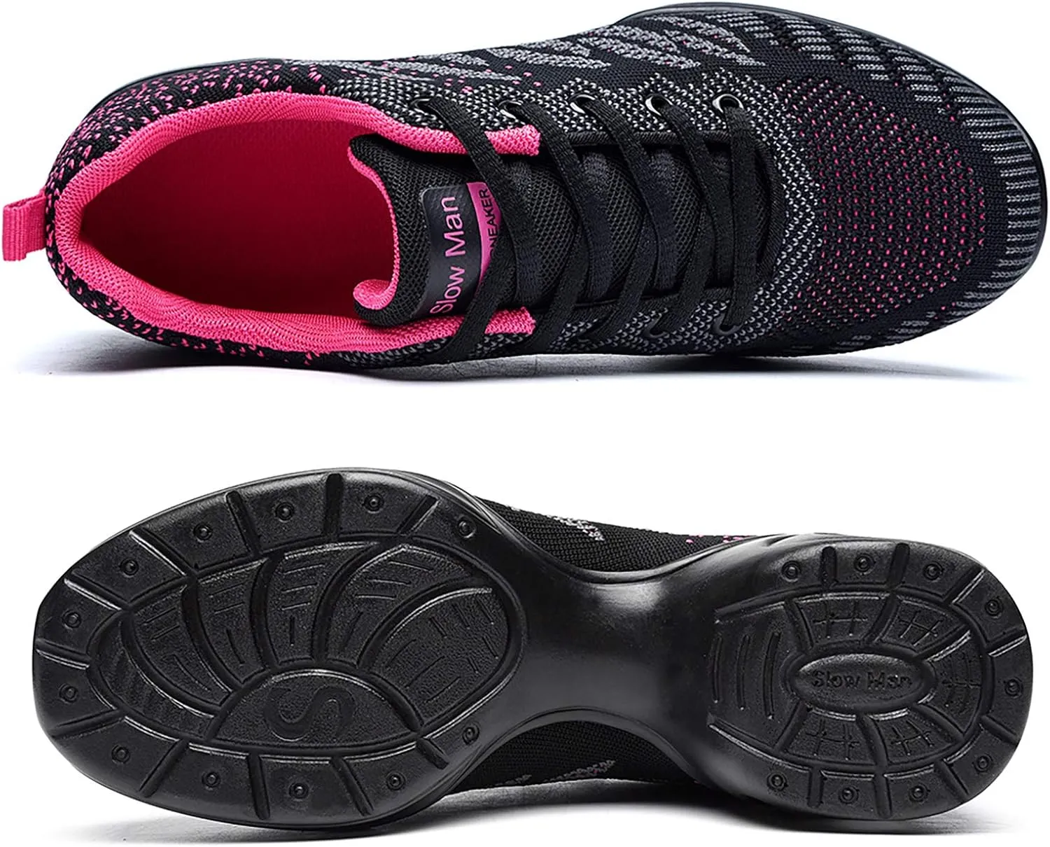 Women's Jazz Shoes Lace-up Sneakers - Breathable Air Cushion Lady Split Sole Athletic Walking Dance Shoes Platform