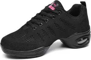 Women's Jazz Shoes Lace-up Sneakers - Breathable Air Cushion Lady Split Sole Athletic Walking Dance Shoes Platform