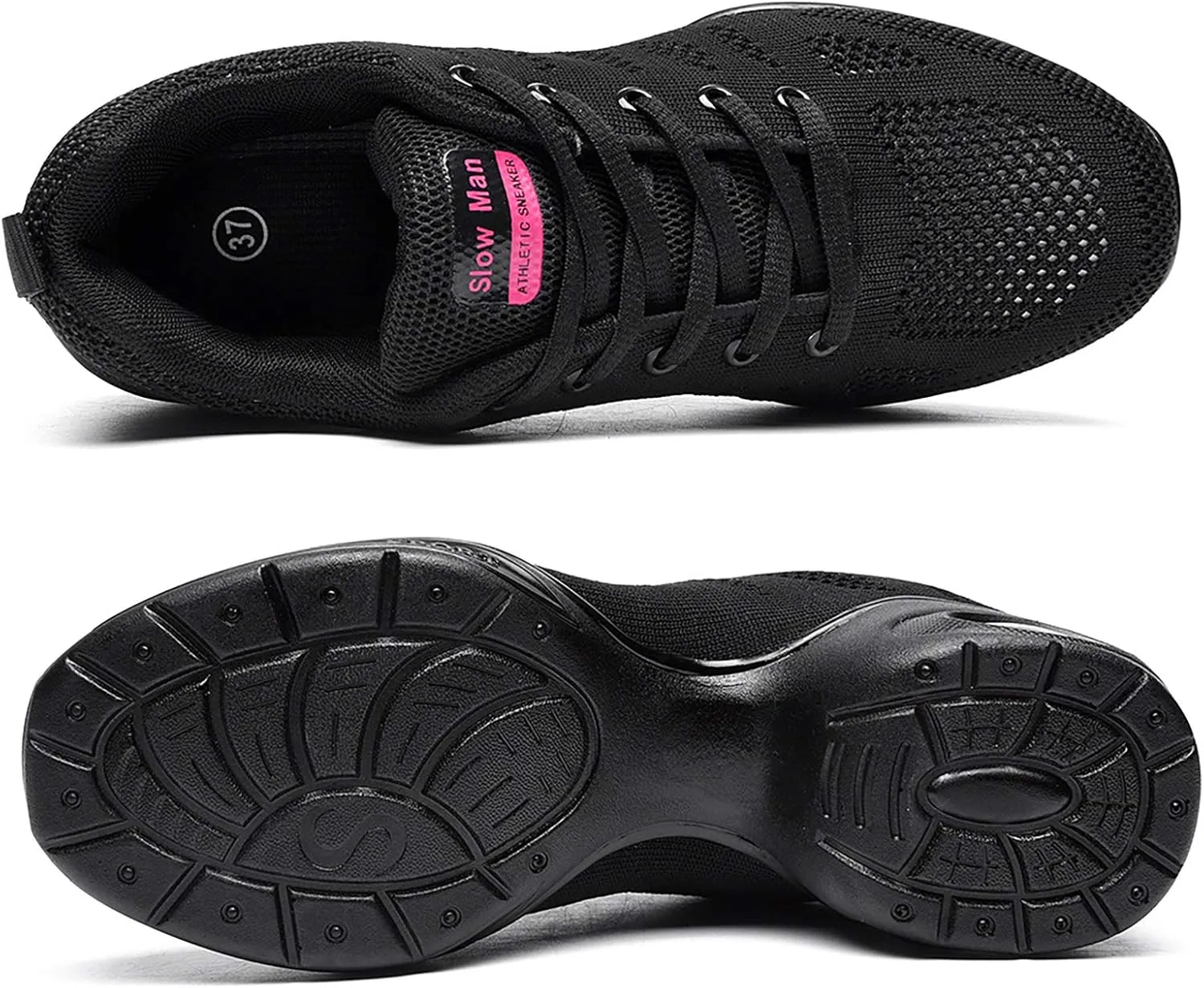 Women's Jazz Shoes Lace-up Sneakers - Breathable Air Cushion Lady Split Sole Athletic Walking Dance Shoes Platform