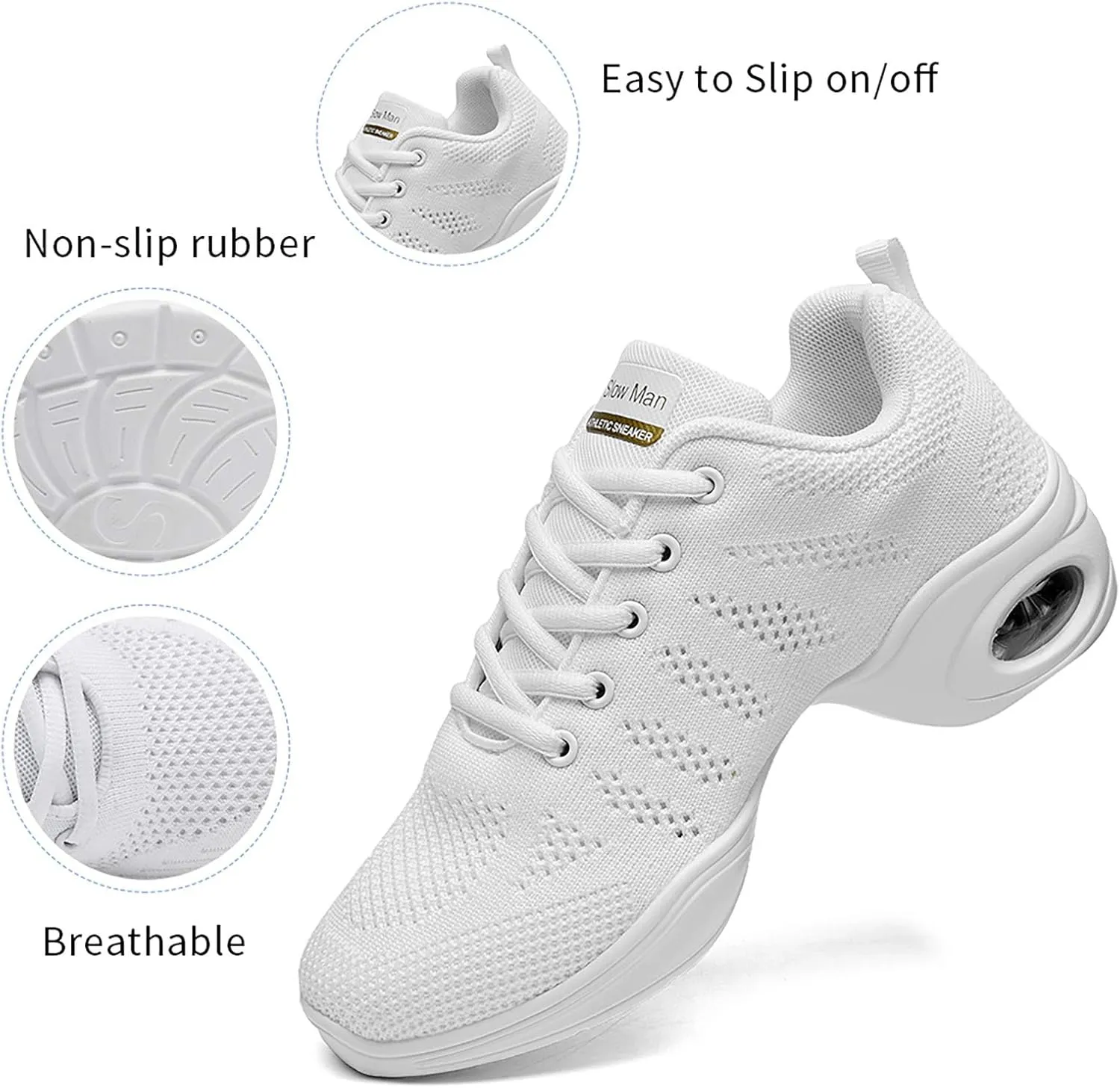 Women's Jazz Shoes Lace-up Sneakers - Breathable Air Cushion Lady Split Sole Athletic Walking Dance Shoes Platform