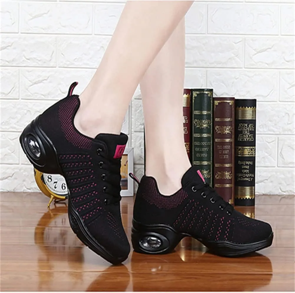 Women's Jazz Shoes Lace-up Sneakers Modern Dance Shoes Cushion Platform Walking Dance Shoes
